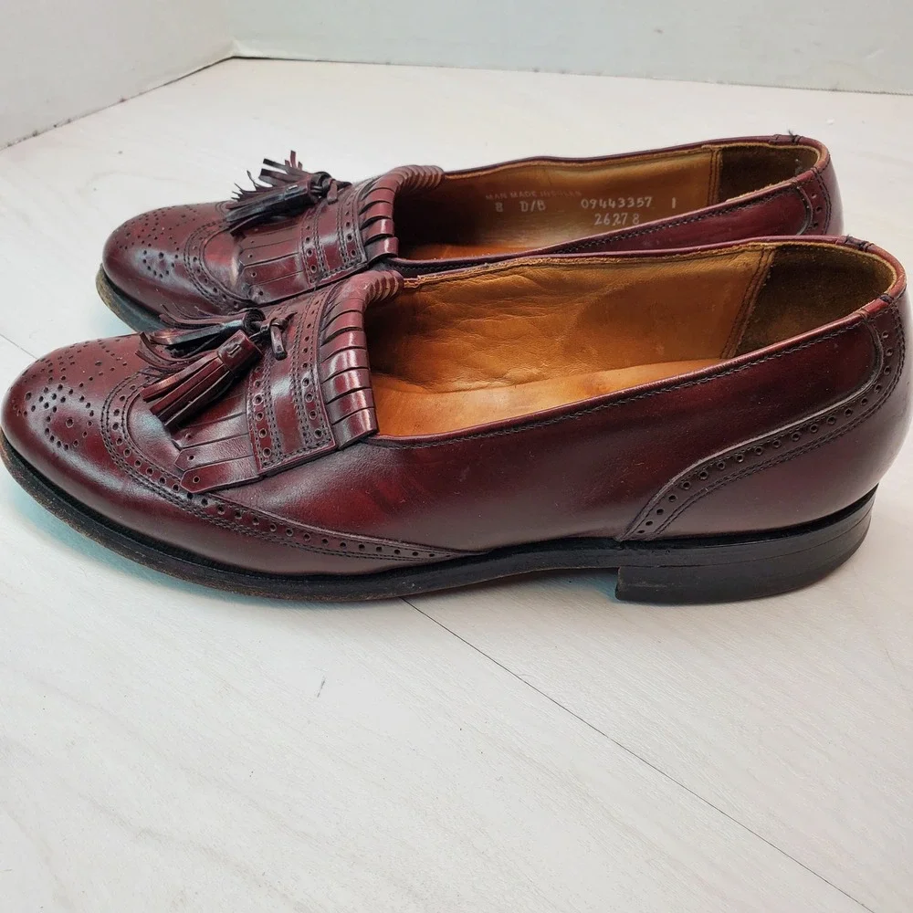 Bostonian Mens Burgundy Leather Tassel Wingtip‎ Loafer Dress Shoes Size 8 D B